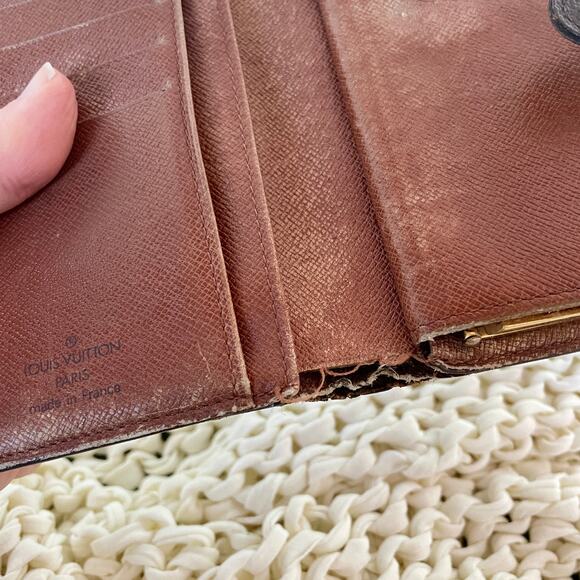 Louis Vuitton French Wallet Purse Monogram Ebene Canvas Kisslock Authentic 0099 - Picture 14 of 16